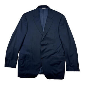 Canali Wool Modern Fit Blazer Jacket Navy Size EU 52 R | US 42 R